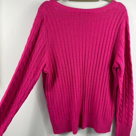 Lane Bryant Angora Rabbit Hair Cable Knit V Neck Pink Sweater Size 18/20 - Picture 11 of 11